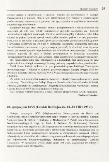 40. sympozjum IAVS (Czeskie Budziejowice, 18-23 VIII 1997 r.)