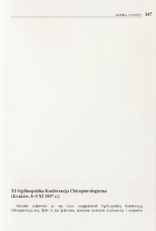 XI Ogólnopolska Konferencja Chiropterologiczna (Kraków, 8-9 XI 1997 r.)