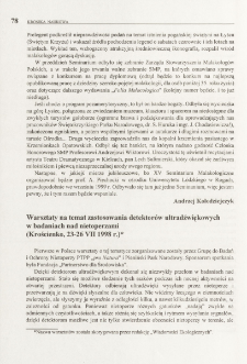 Warsztaty na temat zastosowania detektorów ultradźwiękowych w badaniach nad nietoperzami (Krościenko, 23-26 VII 1998 r.)