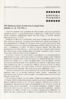 XII Międzynarodowe Kolokwium Zoologii Gleby (Dublin, 21-26 VII 1996 r.)