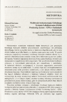 Możliwości wykorzystania Globalnego Systemu Lokalizowania (Global Positioning System-GPS) w badaniach terenowych