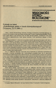 Dyskusja na temat "Hydrobiologia polska w latach dziewięćdziesiątych" (Warszawa, 22 II 1990 r.)