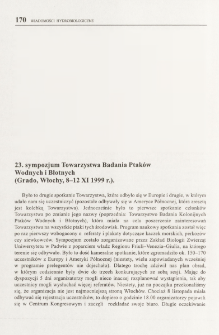 23. sympozjum Towarzystwa Badania Ptaków Wodnych i Błotnych (Grado, Włochy, 8-12 XI 1999 r.)