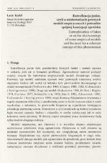 Eutrofizacja jezior, czyli o niedostatkach pewnych modeli empirycznych i potrzebie sp&oacute;jnej koncepcji zjawiska
