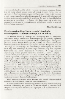 Zjazd Amerykańskiego Stowarzyszenia Limnolog&oacute;w i Oceanograf&oacute;w-ASLO (Kopenhaga, 5-9 VI 2000 r.)