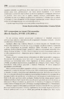 XIV sympozjum na temat Chironomidae (Rio de Janeiro, 29 VIII-2 IX 2000 r.)