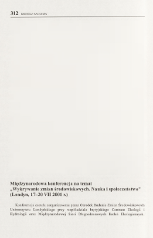 Międzynarodowa konferencja na temat "Wykrywanie zmian środowiskowych. Nauka i społeczeństwo" (Londyn, 17-20 VII 2001 r.)