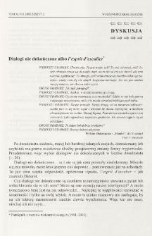 Dialogi nie dokończone albo l'esprit d'escalier