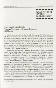 Sprawozdanie z działalności Polskiego Towarzystwa Hydrobiologicznego w 2001 roku