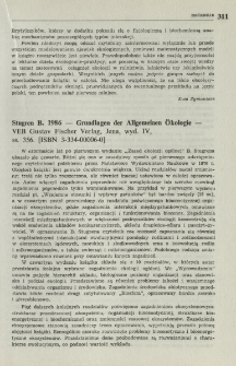 Sturgen B. 1986 - Grundlagen der Allgemeinen Okologie - VEB Gustav Fischer Verlag, Jena, wyd. IV, ss. 356. [ISBN 3-334-00006-0]