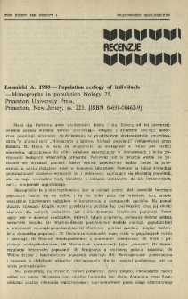 Łomnicki A. 1988 - Population ecology of individuals - Monographs in population biology 25, Princeton University Press, Princeton, New Jersey, ss. 223. [ISBN 0-691-08462-9]