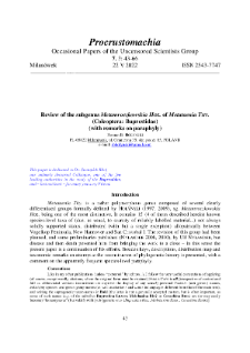 Review of the subgenus Metamroczkowskia HOŁ. of Metataenia THY. (Coleoptera: Buprestidae)(with remarks on paraphyly)