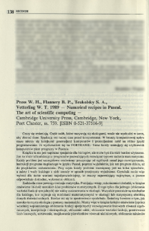 Press W. H., Flannery B. P., Teukolsky S. A., Vetterling W. T. 1989 - Numerical recipes in Pascal. The art of scientific computing - Cambridge University Press, Cambridge, New York, Port Chester, ss. 759. [ISBN 0-521-37516-9]