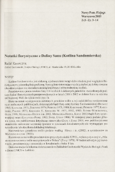 Notatki florystyczne z Doliny Sanu (Kotlina Sandomierska)