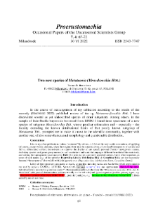 Two new species of Metataenia (Mroczkowskia HOŁ.)