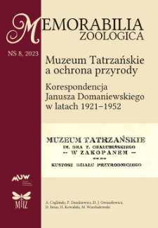 Muzeum Tatrzańskie a ochrona przyrody. Korespondencja Janusza Domaniewskiego w latach 1921&ndash;1952