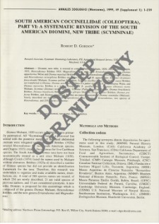 South American Coccinellidae (Coleoptera). Pt 6, A systematic revision of the south american Diomini, new tribe (Scymninae)