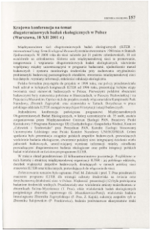 Krajowa konferencja na temat długoterminowych badań ekologicznych w Polce (Warszawa, 10 XII 2001 r.)