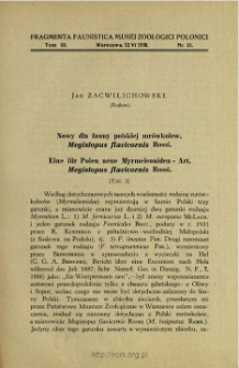 Nowy dla fauny polskiej mr&oacute;wkolew, Megistopus flavicornis Rossi = Eine f&uuml;r Polen neue Myrmeleoniden - Art, Megistopus flavicornis Rossi