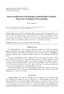 Notes on leaf beetles of the Kampinos National Park in Poland &ndash; Donaciinae (Coleoptera: Chrysomelidae)