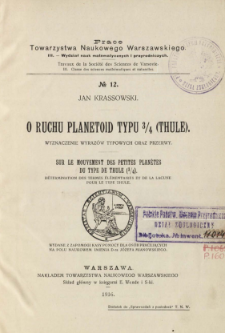 O ruchu planetoid typu 3/4 (Thule) : wyznaczenie wyraz&oacute;w typowych oraz przerwy