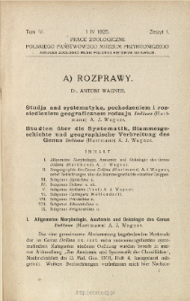Studja nad systematyką, pochodzeniem i rozsiedleniem geograficznem rodzaju Delima (Hartmann) A. J. Wagner