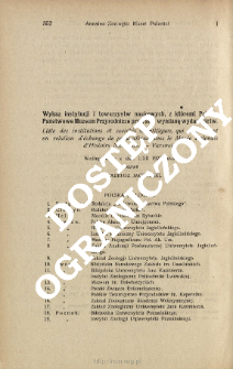 Wykaz instytucji i towarzystw naukowych, z któremi Polskie Państwowe Muzeum Przyrodnicze prowadzi wymianę wydawnictw : według stanu z dnia 1 XII 1925 roku