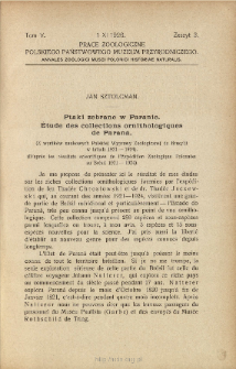 Ptaki zebrane w Paranie : (Z wynik&oacute;w naukowych Polskiej Wyprawy Zoologicznej do Brazylji w latach 1921-1924)