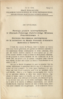 Rewizja ptaków neotropikalnych w zbiorach Polskiego Państwowego Muzeum Przyrodniczego. 1