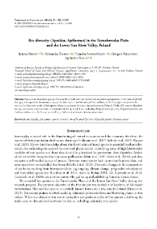 Bee diversity (Apoidea, Apiformes) in the Tarnobrzeska Plain and the Lower San River Valley, Poland
