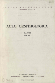 Acta Ornithologica, t. 18 (1980-1981)