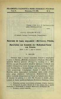 Materiały do fauny mięczak&oacute;w (Mollusca) Polesia = Materialien zur Kenntnis der Mollusken-Fauna von Polesie