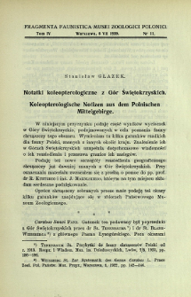 Notatki koleopterologiczne z G&oacute;r Świętokrzyskich = Koleopterologische Notizen aus dem Polnischen Mittelgebirge
