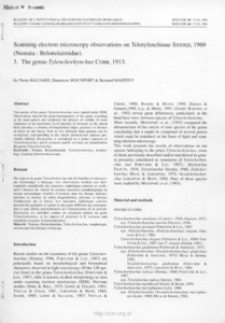 Scanning electron microscopy observations on Telotylenchinae Siddiqi, 1960 (Nemata: Belonolaimidae). 3. The genus Tylenchorhynchus Cobb, 1913