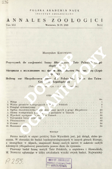 Przyczynek do znajomości fauny Rhopalocera Tatr Polskich (Lepidoptera)