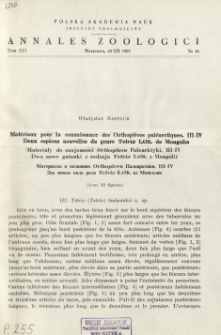 Mat&eacute;riaux pour la connaisance des Orthopt&egrave;res pal&eacute;arctiques. 3-4, Deux esp&egrave;ces nouvelles du genre Tetrix Latr. de Mongolie
