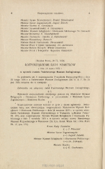Rozporządzenie Rady Ministrów : z dnia 14 marca 1928 r. w sprawie statutu Państwowego Muzeum Zoologicznego [Monitor Polski, Nr 72, 1928]