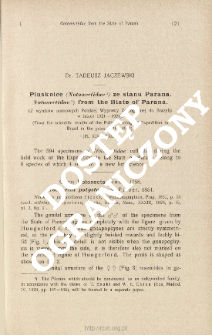Pluskolce (Notonectidae) ze stanu Parana : (Z wynik&oacute;w naukowych Polskiej Wyprawy Zoologicznej do Brazylji w latach 1921-1924)