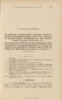 O pewnych problematach rozwoju morfologiczno-zoogeograficznego fauny Alp i Karpat w świetle badań szczeg&oacute;łowych nad Helicidami z grupy Perforatella auct.