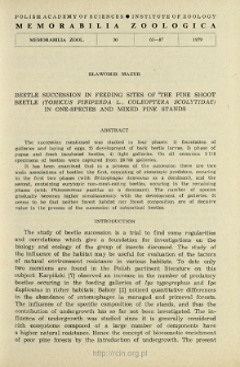 Beetle succession in feeding sites of the pine shoot beetle (Tomicus piniperda L., Coleoptera, Scolytidae) in one-species and mixed pine stand