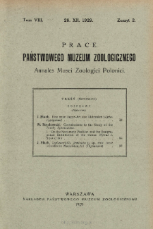 Prace Państwowego Muzeum Zoologicznego ; t. 8, z. 2 - Spis treści