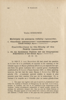 Materjały do poznania rodziny Lymnaeidae. Contribution. 1, Stanowisko systematyczne i rozmieszczenie geograficzne rodzaju Myxas J. Sowerby