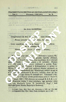 Uzupełnienie do listy fauny ssak&oacute;w ziem Polski. 2, Neomys soricoides Ognew (Soricidae, Insectivora) = Liste suppl&eacute;mentaire a la faune des Mammif&egrave;res de la Pologne. 2, Neomys soricoides Ognew (Soricidae, Insectivora)