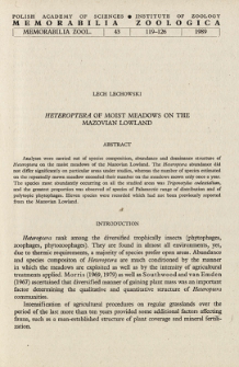 Heteroptera of moist meadows on the Mazovian Lowland