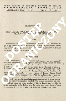 Leaf beetles (Coleoptera, Chrysomelidae) of moist meadows on the Mazovian Lowland