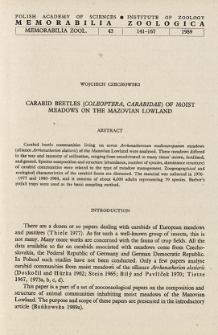 Carabid beetles (Coleoptera, Carabidae) of moist meadows on the Mazovian Lowland