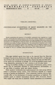Coccinellidae (Coleoptera) of moist meadows on the Mazovian Lowland