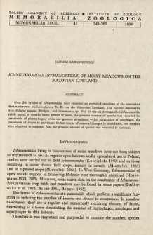 Ichneumonidae (Hymenoptera) of moist meadows on the Mazovian Lowland