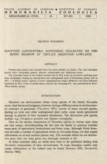 Noctuids (Lepidoptera, Noctuidae) collected on the moist meadow at Chylice (Mazovian Lowland)