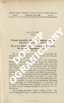 Die in den H&ouml;hlen Europas vorkommenden Arten der Gattung Onychiurus Gervais